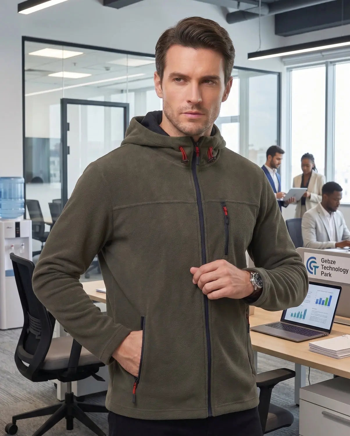 LUXIC CORE Kapüşonlu Polar 3 Cepli Fermuarlı Sıcak Tutan Kışlık Outdoor Hoodie Günlük StilPro LUXIC CORE