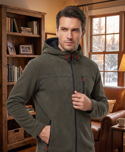 LUXIC CORE Kapüşonlu Polar 3 Cepli Fermuarlı Sıcak Tutan Kışlık Outdoor Hoodie Günlük StilPro LUXIC CORE