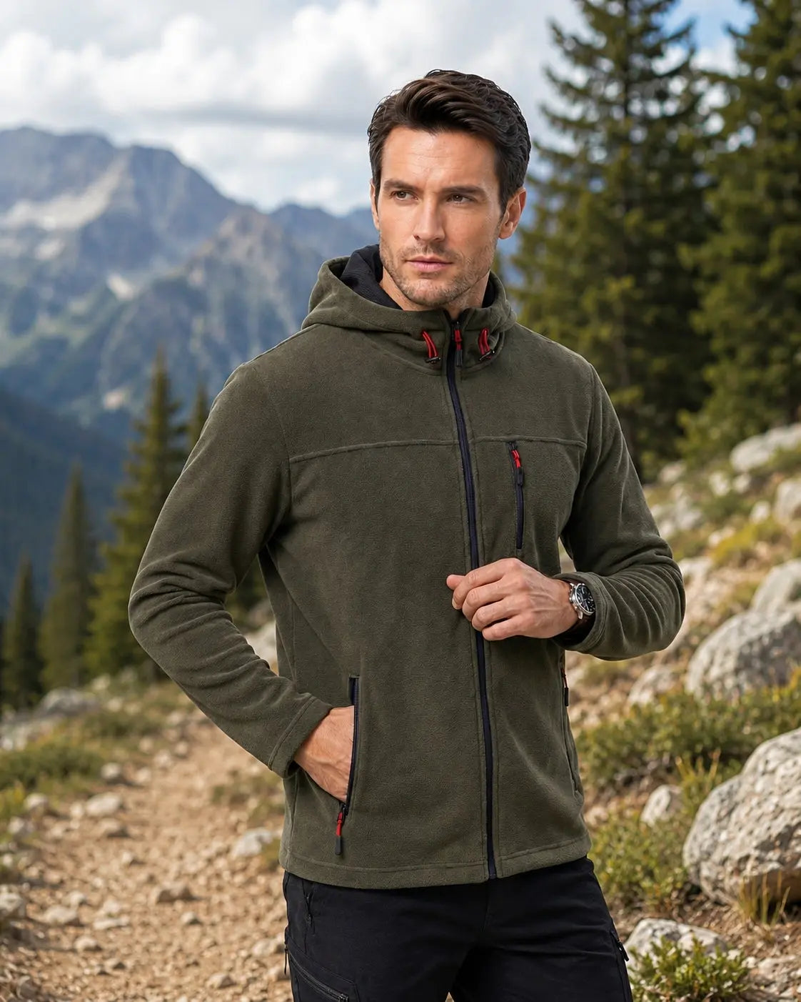 LUXIC CORE Kapüşonlu Polar 3 Cepli Fermuarlı Sıcak Tutan Kışlık Outdoor Hoodie Günlük StilPro LUXIC CORE