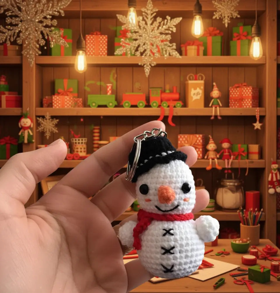 Amigurumi Kardan Adam Anahtarlık – El Yapımı Örgü Sevimli Kar Adam Hediyelik LUXIC CORE