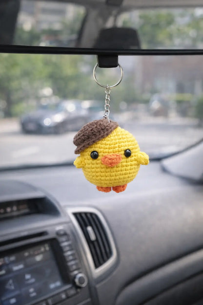 El Yapımı Amigurumi Civciv Anahtarlık | Örgü Araba Aynası Süsü & Çanta Aksesuarı LUXIC CORE
