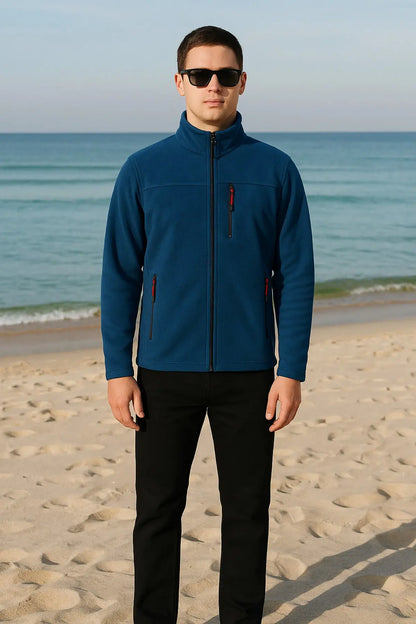 LUXIC CORE Erkek  Fermuarlı Polar Mont – Dik Yaka, Cepli, Günlük & Outdoor Kullanım LUXIC CORE