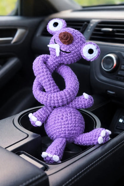 El Yapımı Amigurumi sid Araba Direksiyon Süsü, Sevimli Peluş Figür, Dekoratif Aksesuar LUXIC CORE