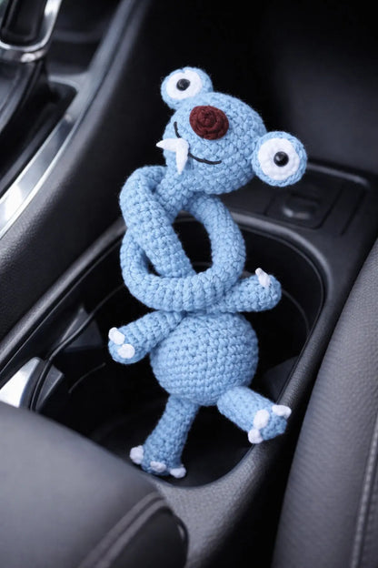 El Yapımı Amigurumi sid Araba Direksiyon Süsü, Sevimli Peluş Figür, Dekoratif Aksesuar LUXIC CORE