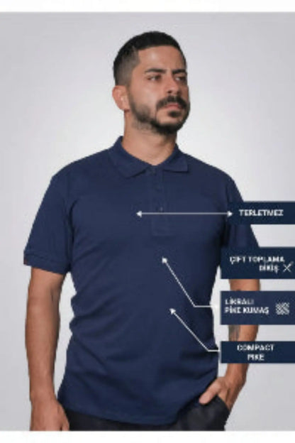 LUXIC CORE Erkek Polo Yaka Tişört Likralı Pike Kumaş Terletmez Slim Fit Günlük Şık Tasarım LUXIC CORE