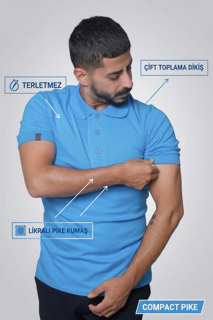 LUXIC CORE Erkek Polo Yaka Tişört Likralı Pike Kumaş Terletmez Slim Fit Günlük Şık Tasarım LUXIC CORE