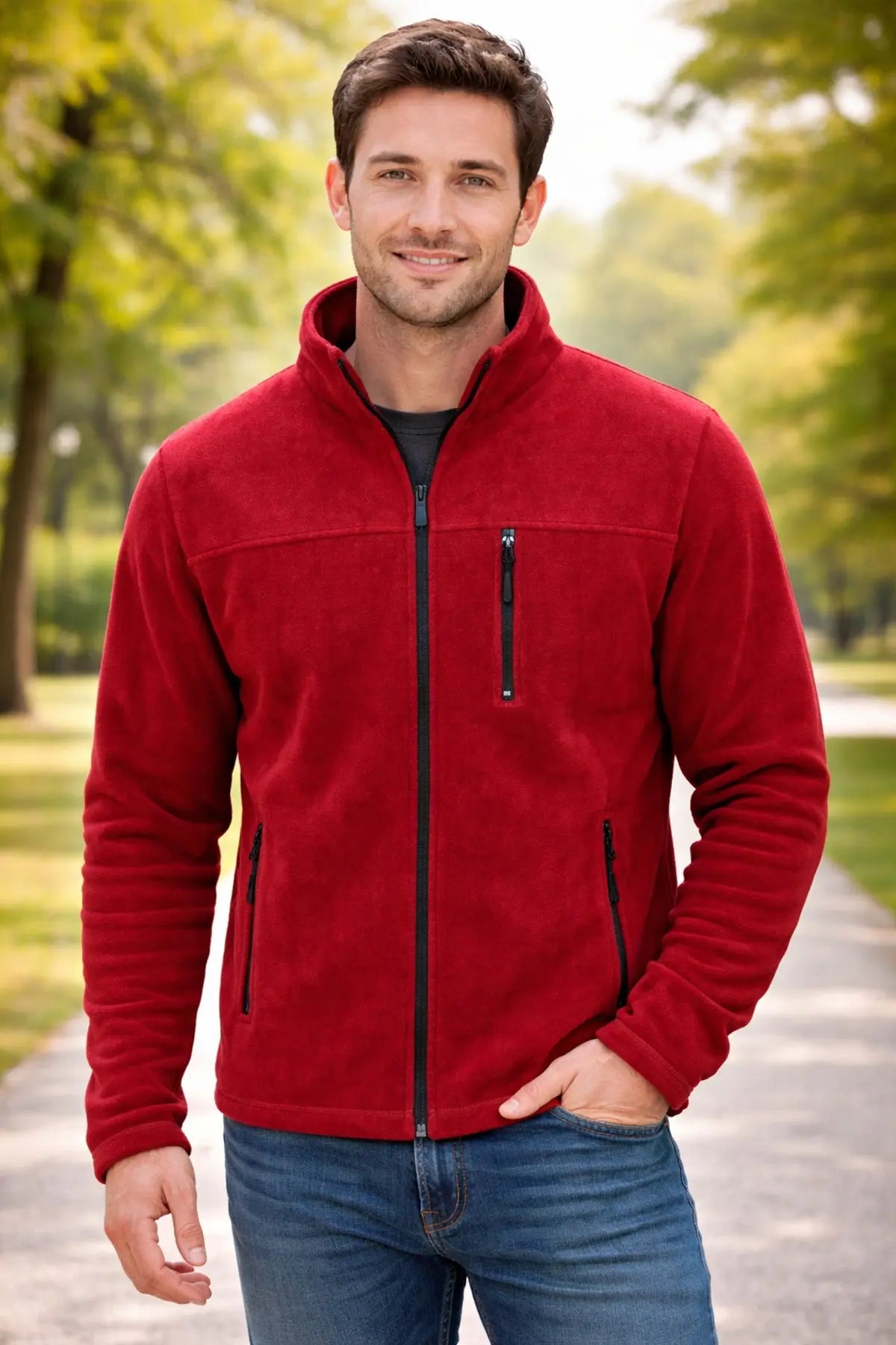 LUXIC CORE Erkek  Fermuarlı Polar Mont – Dik Yaka, Cepli, Günlük & Outdoor Kullanım LUXIC CORE