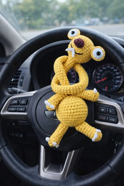 El Yapımı Amigurumi sid Araba Direksiyon Süsü, Sevimli Peluş Figür, Dekoratif Aksesuar LUXIC CORE
