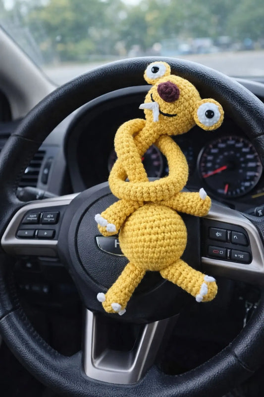 El Yapımı Amigurumi sid Araba Direksiyon Süsü, Sevimli Peluş Figür, Dekoratif Aksesuar LUXIC CORE