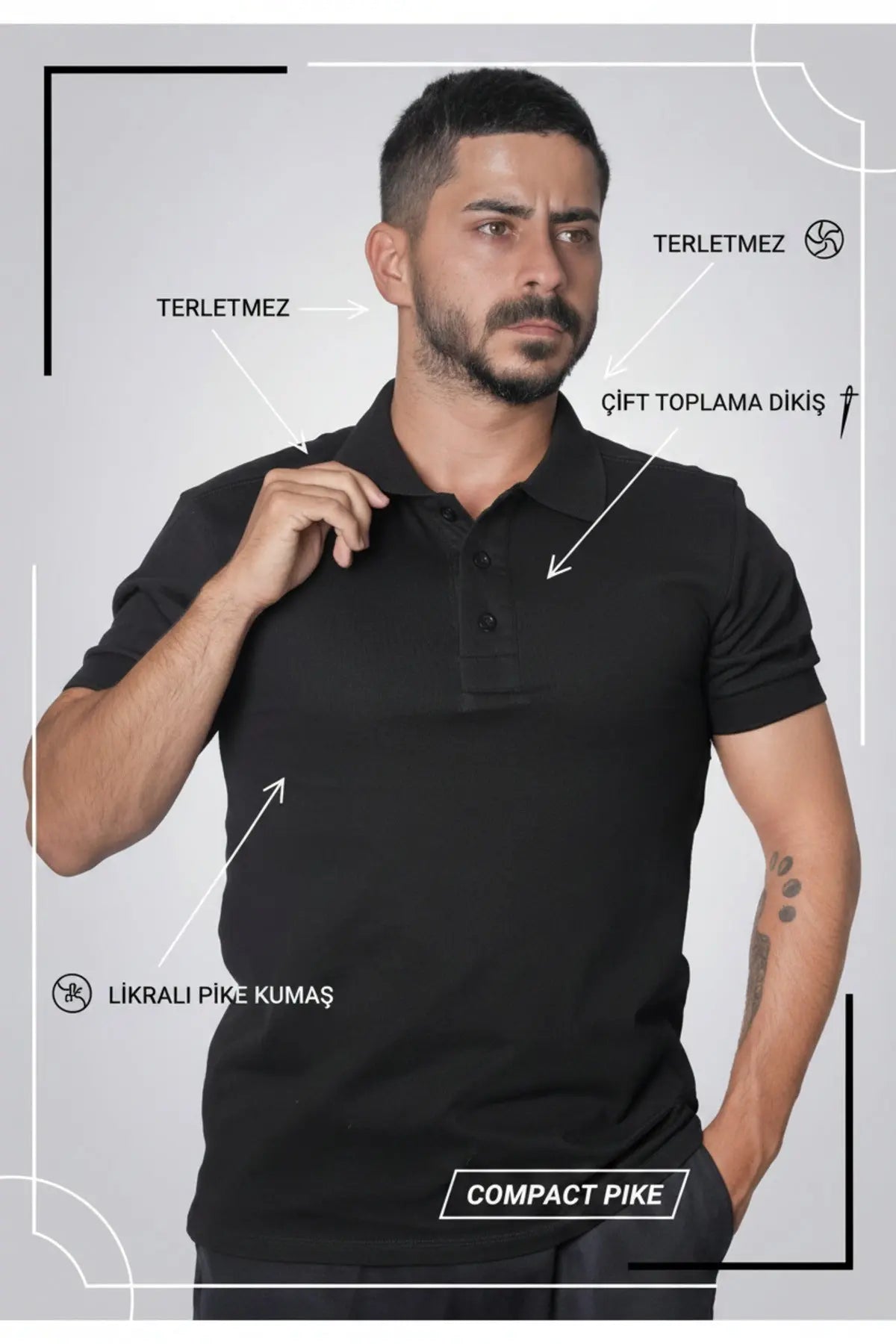 LUXIC CORE Erkek Polo Yaka Tişört Likralı Pike Kumaş Terletmez Slim Fit Günlük Şık Tasarım LUXIC CORE