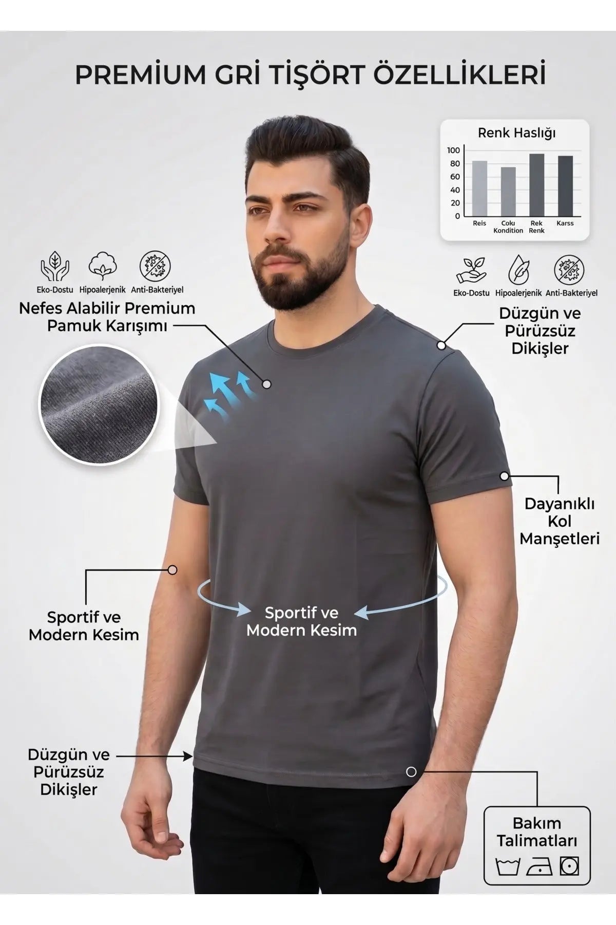 LUXIC CORE Erkek Slim Fit Bisiklet Yaka Pamuk Penye Günlük Rahat Basic Tişört LUXIC CORE