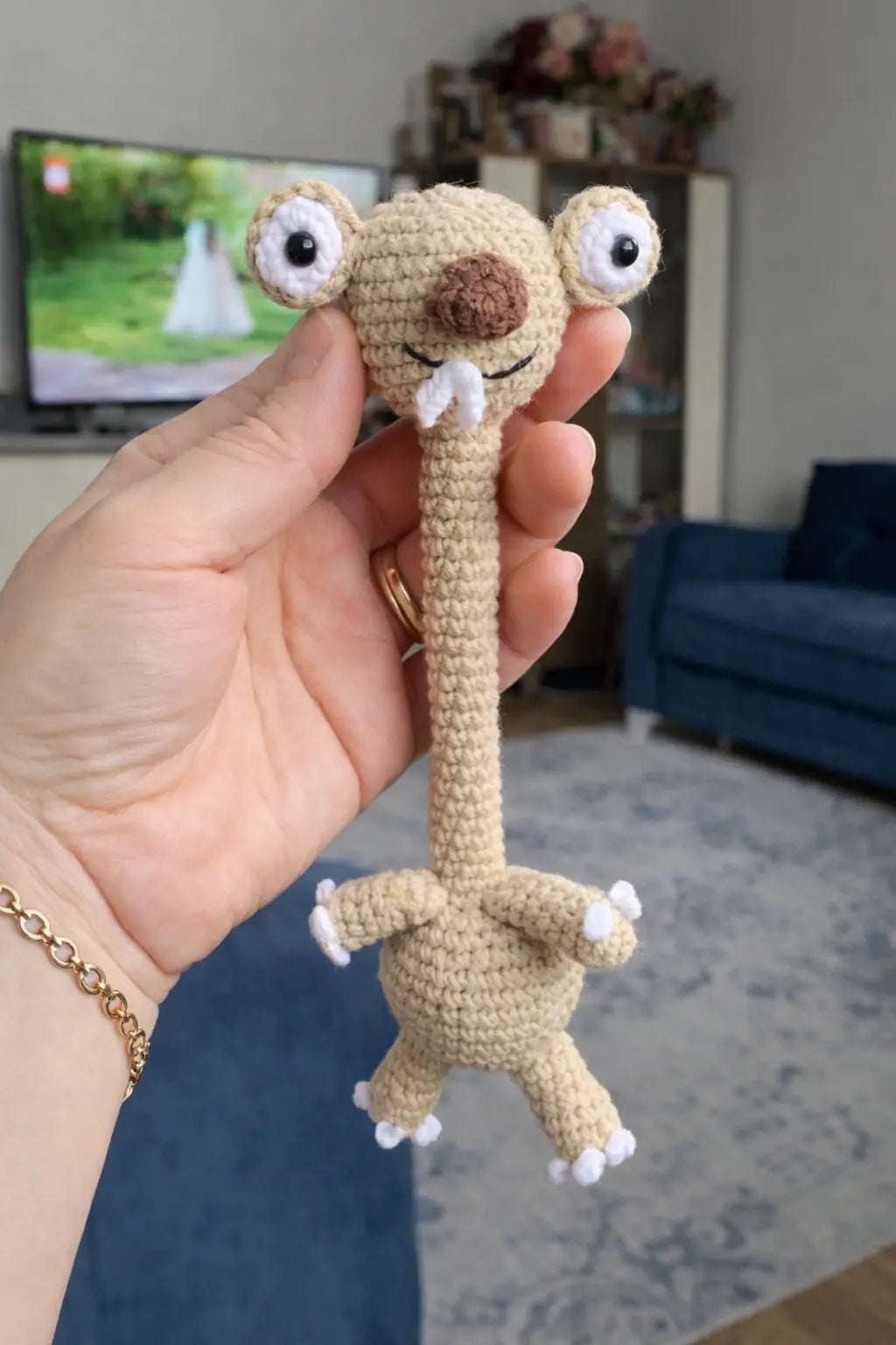 El Yapımı Amigurumi sid Araba Direksiyon Süsü, Sevimli Peluş Figür, Dekoratif Aksesuar LUXIC CORE