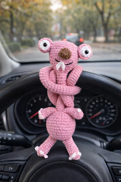 El Yapımı Amigurumi sid Araba Direksiyon Süsü, Sevimli Peluş Figür, Dekoratif Aksesuar LUXIC CORE