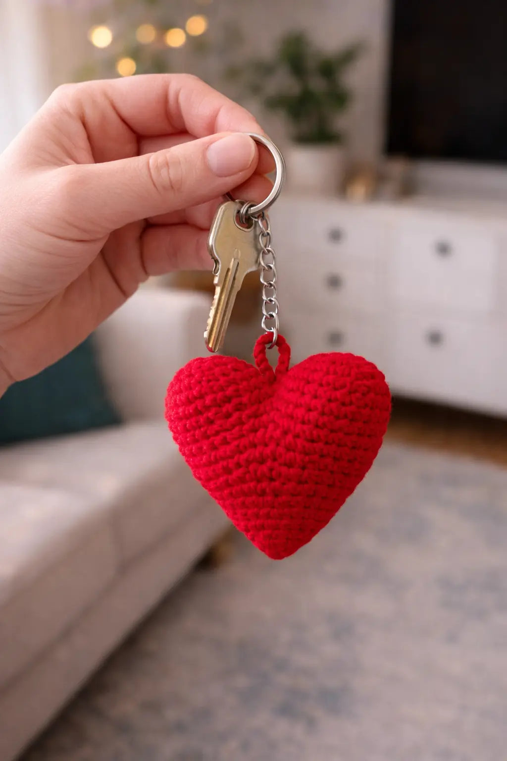 El Yapımı Amigurumi Kalp Anahtarlık | Kırmızı Kalp Figürlü | Çanta & Araba Süsü LUXIC CORE