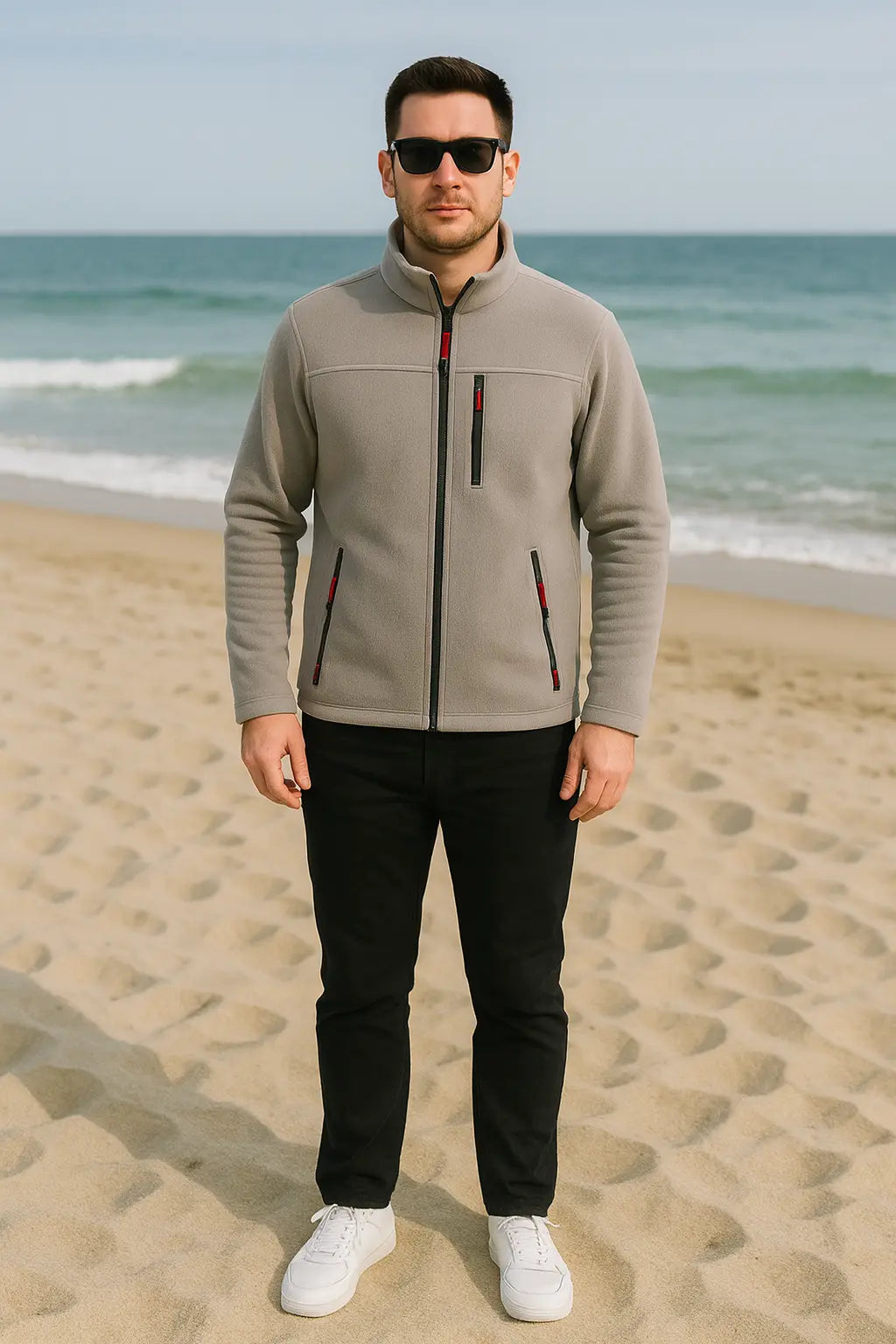 LUXIC CORE Erkek  Fermuarlı Polar Mont – Dik Yaka, Cepli, Günlük & Outdoor Kullanım LUXIC CORE