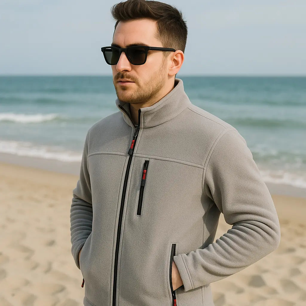 LUXIC CORE Erkek  Fermuarlı Polar Mont – Dik Yaka, Cepli, Günlük & Outdoor Kullanım LUXIC CORE