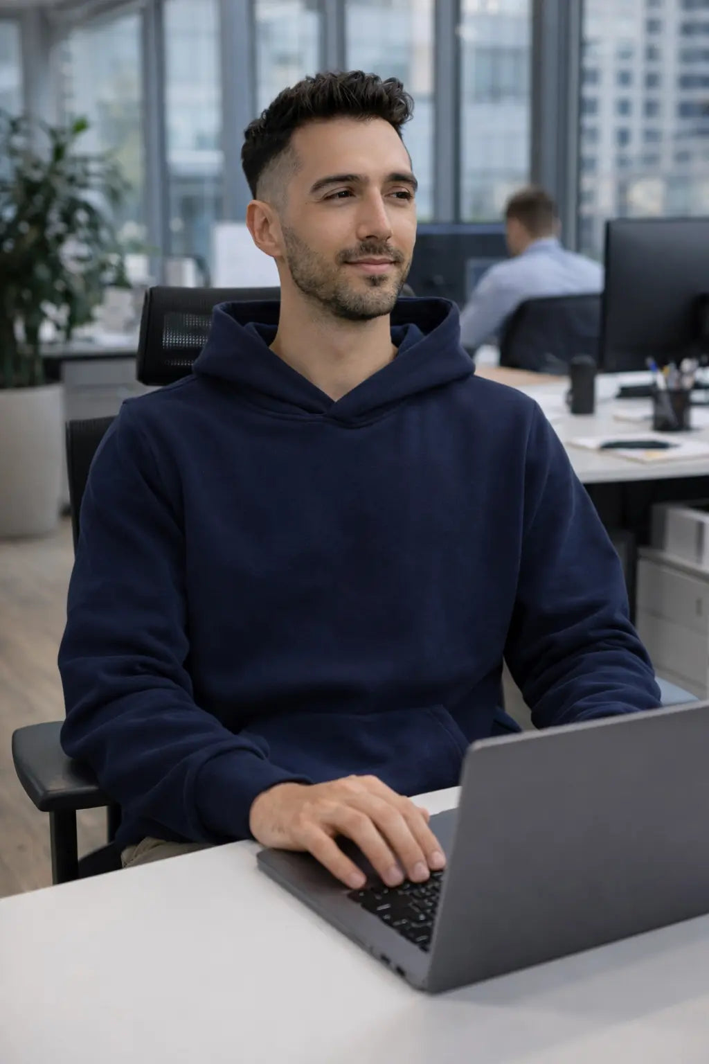 LUXIC CORE Erkek Oversize Kapüşonlu Sweatshirt Lacivert | Geniş Kalıp, Rahat Fit, Günlük Kullanım LUXIC CORE
