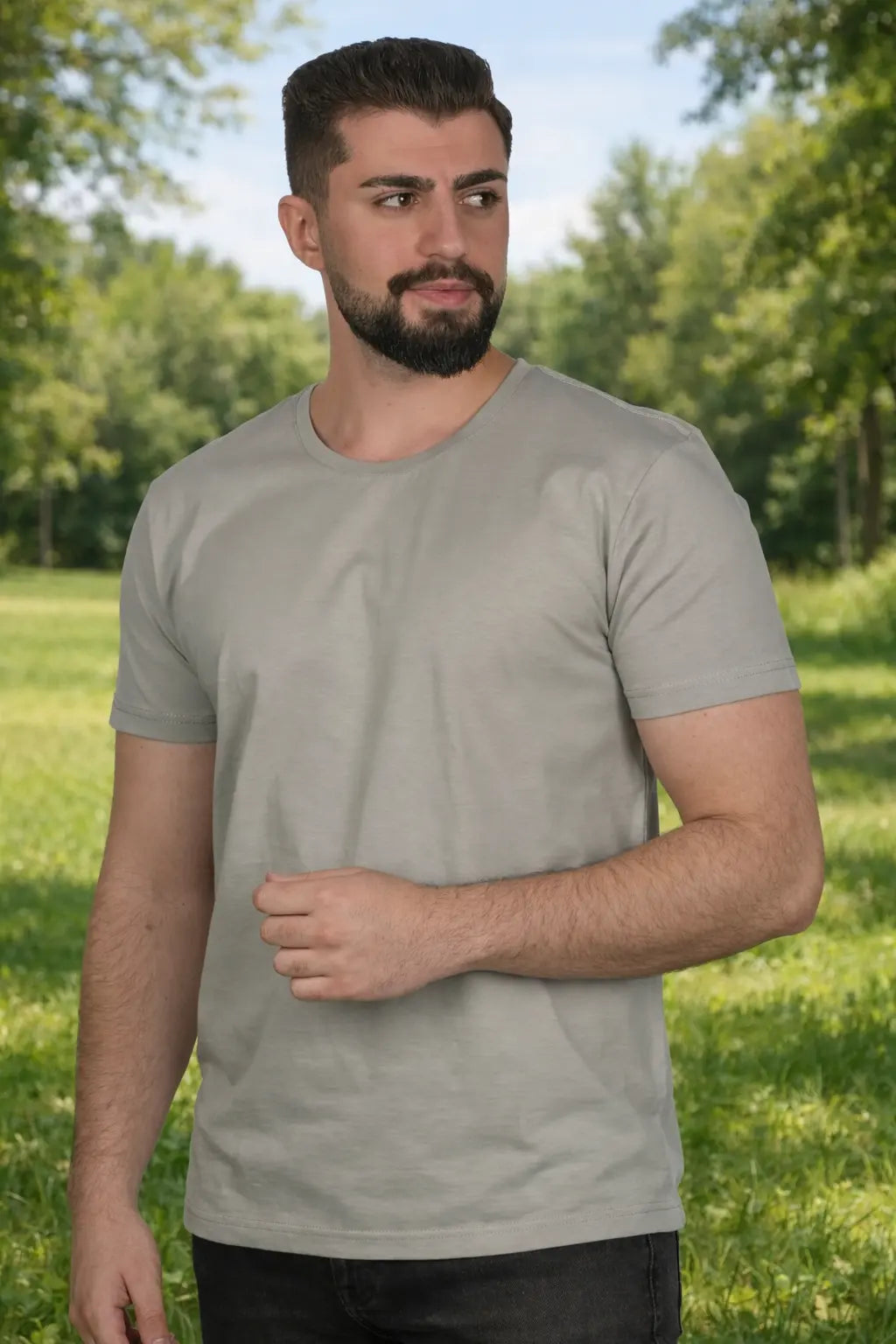 LUXIC CORE Erkek Slim Fit Bisiklet Yaka Pamuk Penye Günlük Rahat Basic Tişört LUXIC CORE