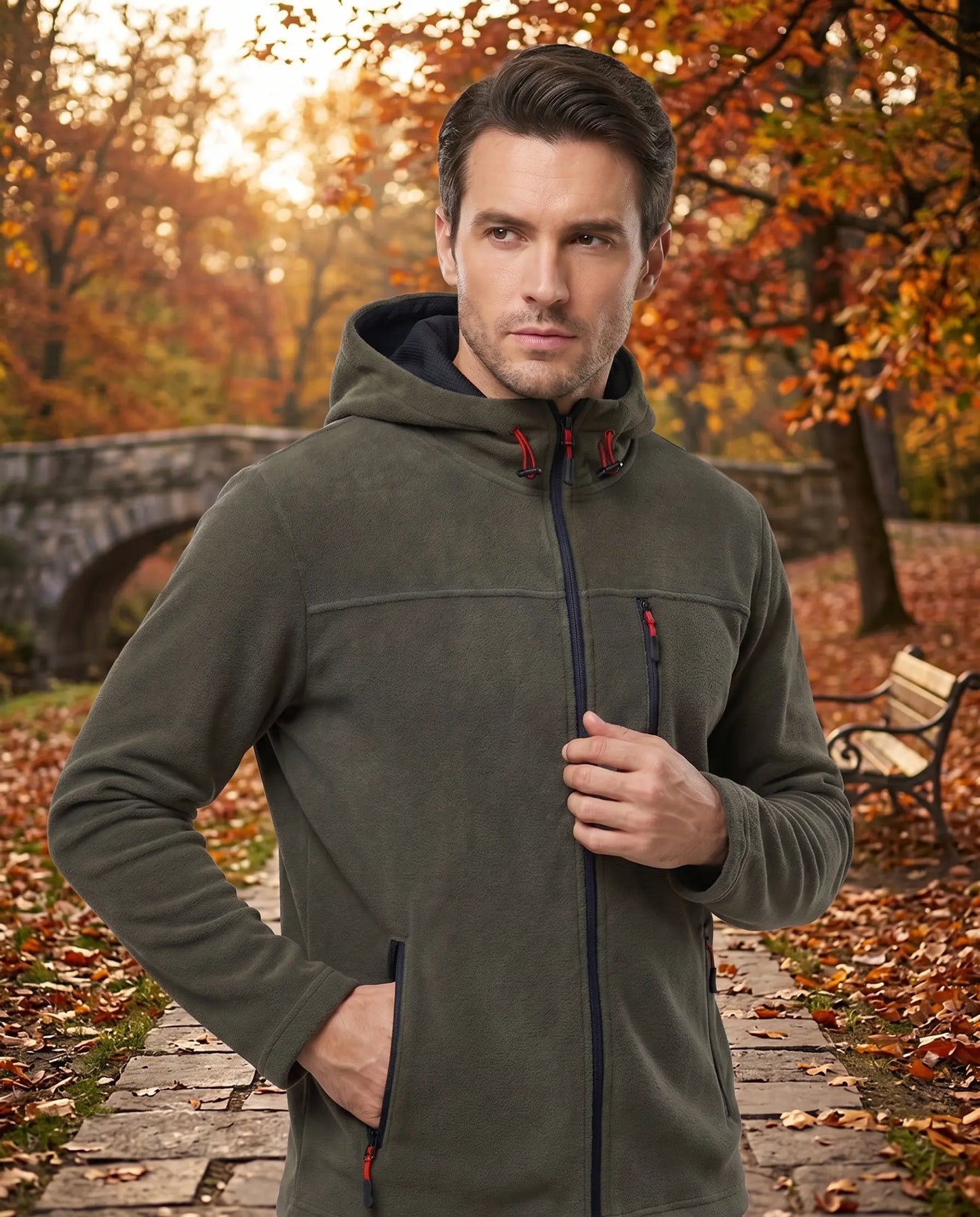 LUXIC CORE Unisex Kapüşonlu Polar 3 Cepli Fermuarlı Sıcak Tutan Kışlık Outdoor Hoodie Günlük StilPro LUXIC CORE