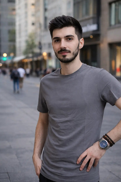 LUXIC CORE Basic Tişört %100 Pamuk Bisiklet Yaka Rahat Kesim Günlük Yazlık T-Shirt LUXIC CORE