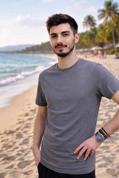 LUXIC CORE Basic Tişört %100 Pamuk Bisiklet Yaka Rahat Kesim Günlük Yazlık T-Shirt LUXIC CORE