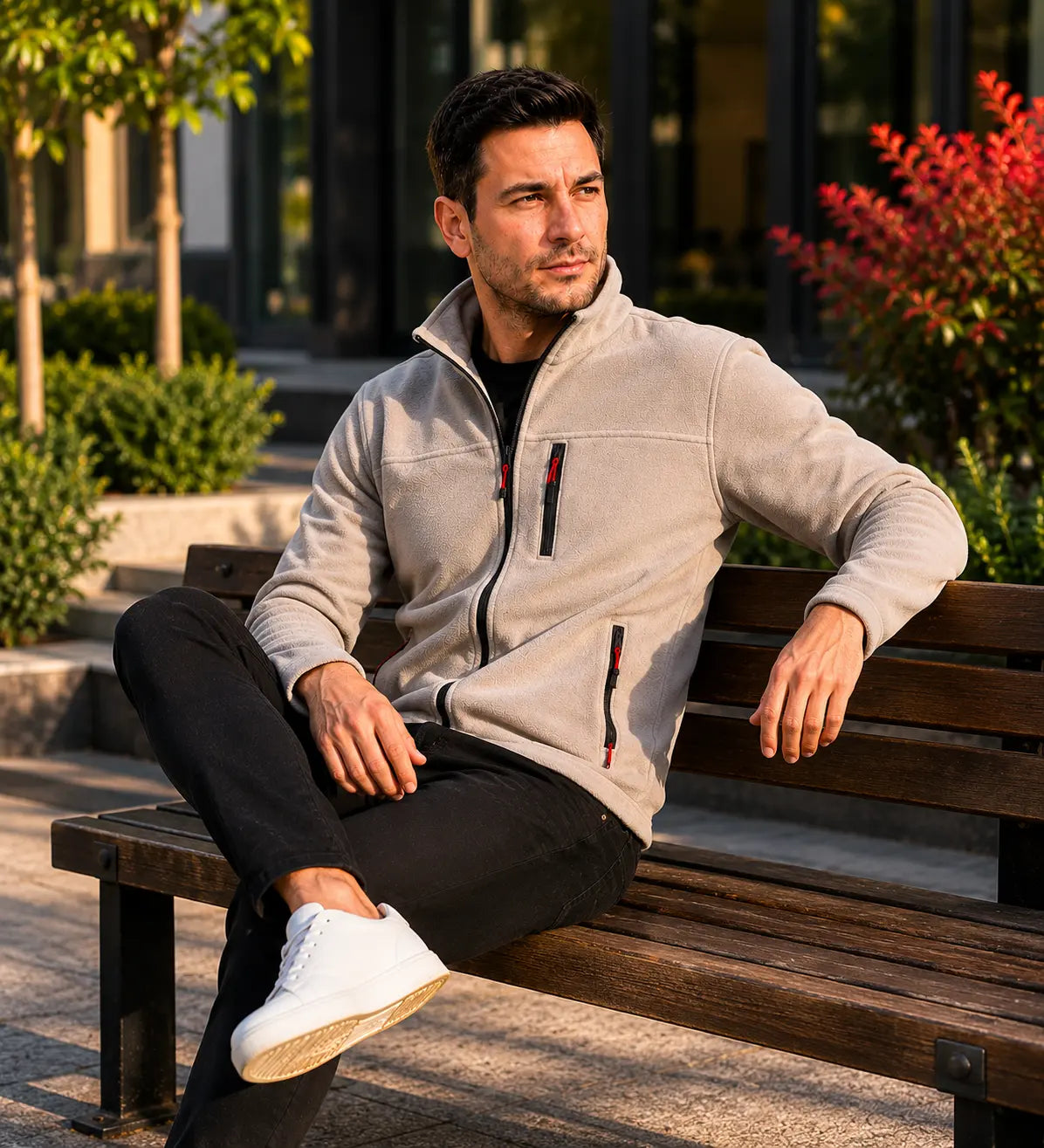 LUXIC CORE Kapüşonlu Polar 3 Cepli Fermuarlı Sıcak Tutan Kışlık Outdoor Hoodie Günlük StilPro LUXIC CORE