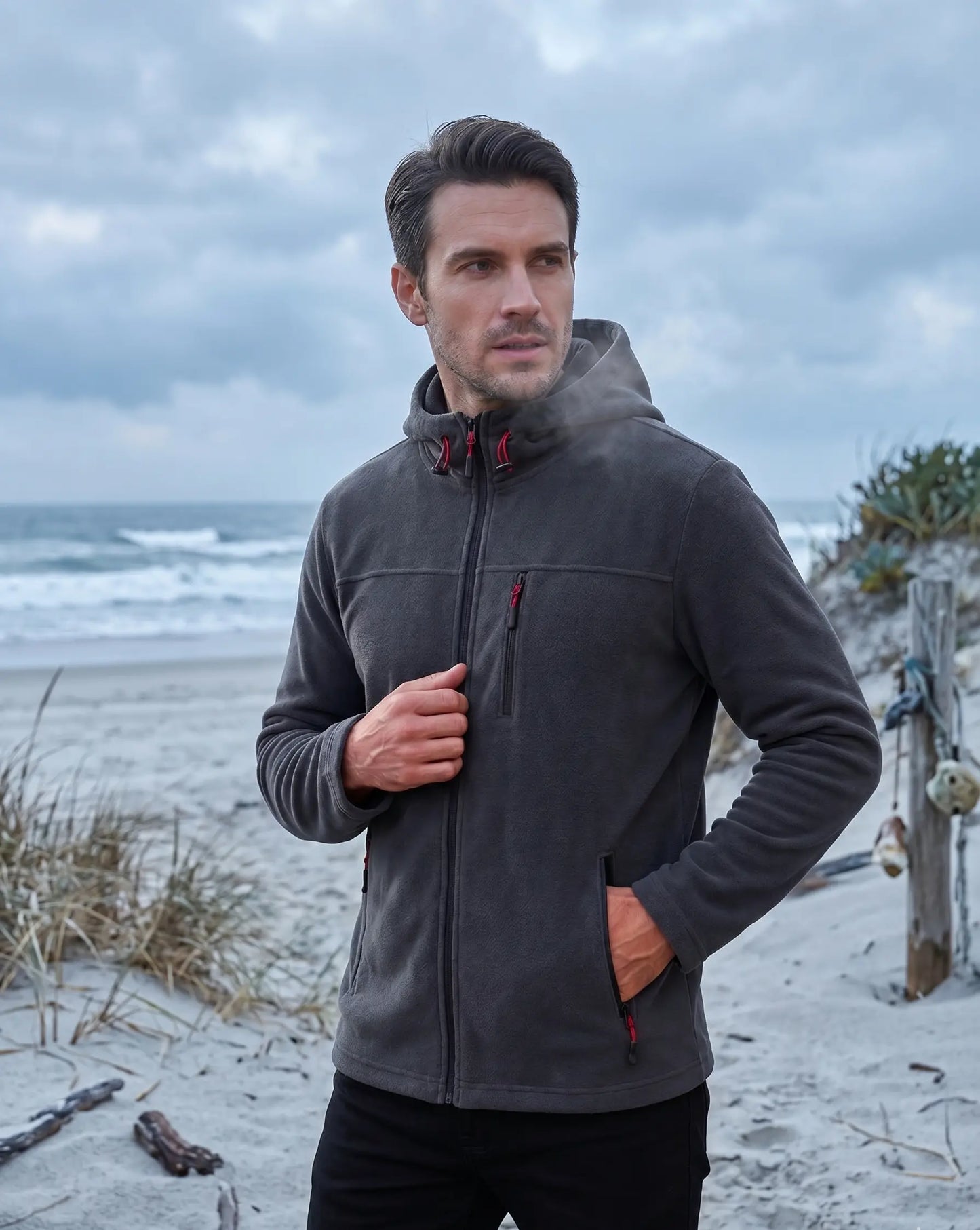 LUXIC CORE Unisex Kapüşonlu Polar 3 Cepli Fermuarlı Sıcak Tutan Kışlık Outdoor Hoodie Günlük StilPro LUXIC CORE