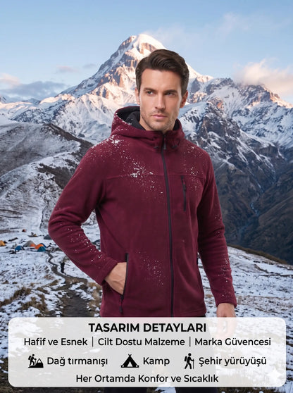 LUXIC CORE Unisex Kapüşonlu Polar 3 Cepli Fermuarlı Sıcak Tutan Kışlık Outdoor Hoodie Günlük StilPro LUXIC CORE
