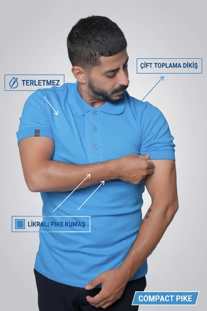 LUXIC CORE Erkek Polo Yaka Tişört Likralı Pike Kumaş Terletmez Slim Fit Günlük Şık Tasarım LUXIC CORE