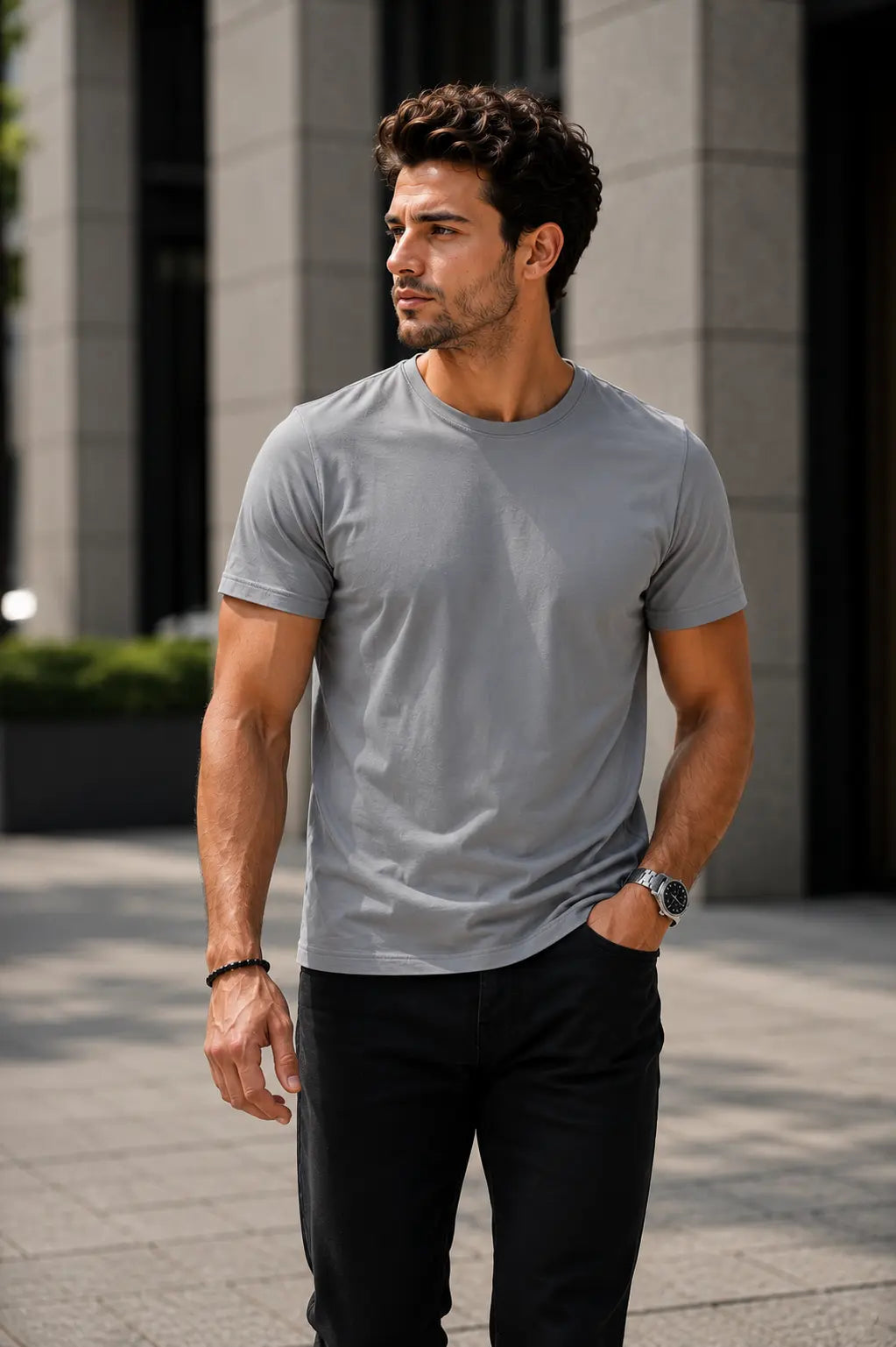 Basic Pamuk Slim Fit Bisiklet Yaka Erkek Tişört – Günlük Konfor & Şık Stil LUXIC CORE