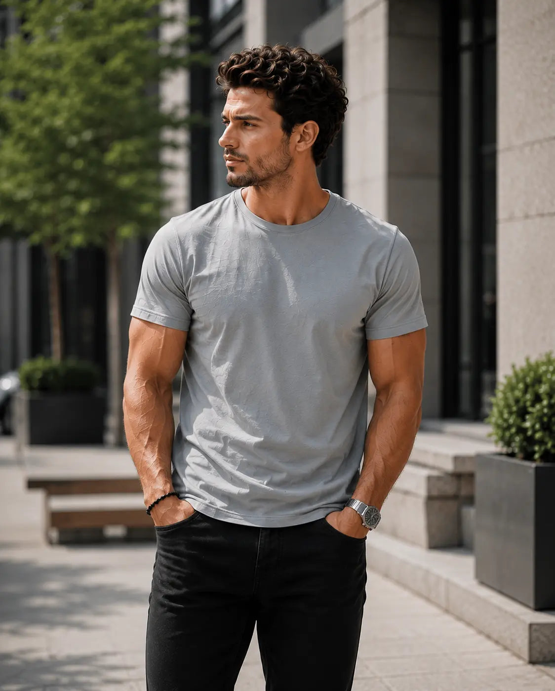 Basic Pamuk Slim Fit Bisiklet Yaka Erkek Tişört – Günlük Konfor & Şık Stil LUXIC CORE
