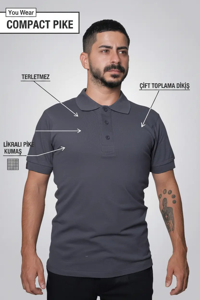 LUXIC CORE Erkek Polo Yaka Tişört Likralı Pike Kumaş Terletmez Slim Fit Günlük Şık Tasarım LUXIC CORE
