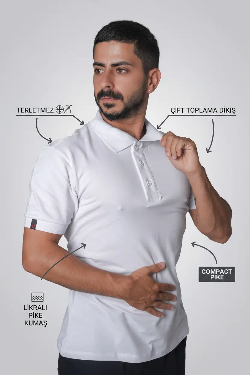 LUXIC CORE Erkek Polo Yaka Tişört Likralı Pike Kumaş Terletmez Slim Fit Günlük Şık Tasarım LUXIC CORE