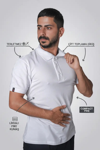 LUXIC CORE Erkek Polo Yaka Tişört Likralı Pike Kumaş Terletmez Slim Fit Günlük Şık Tasarım LUXIC CORE