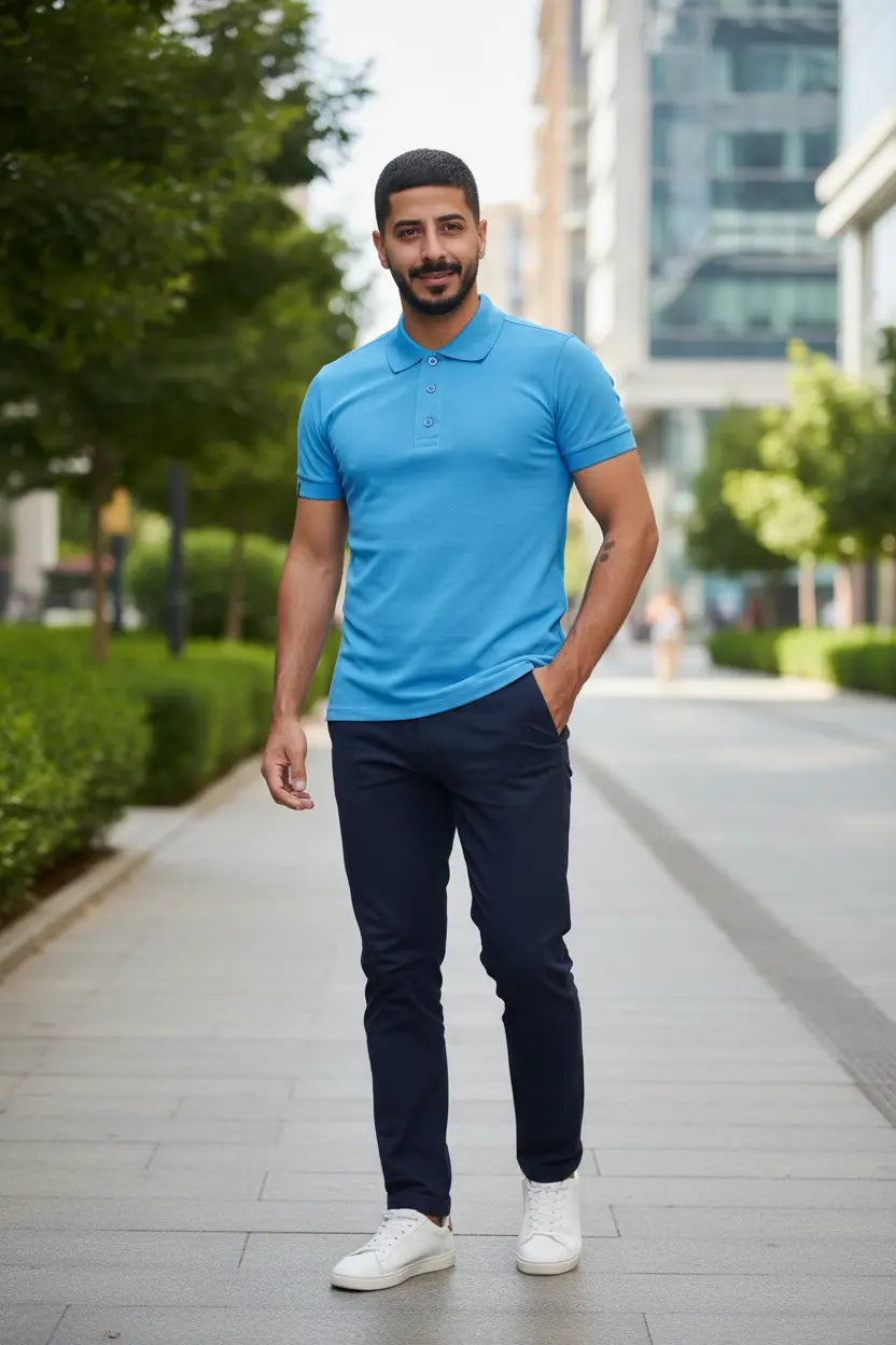 LUXIC CORE Erkek Polo Yaka Tişört Likralı Pike Kumaş Terletmez Slim Fit Günlük Şık Tasarım LUXIC CORE
