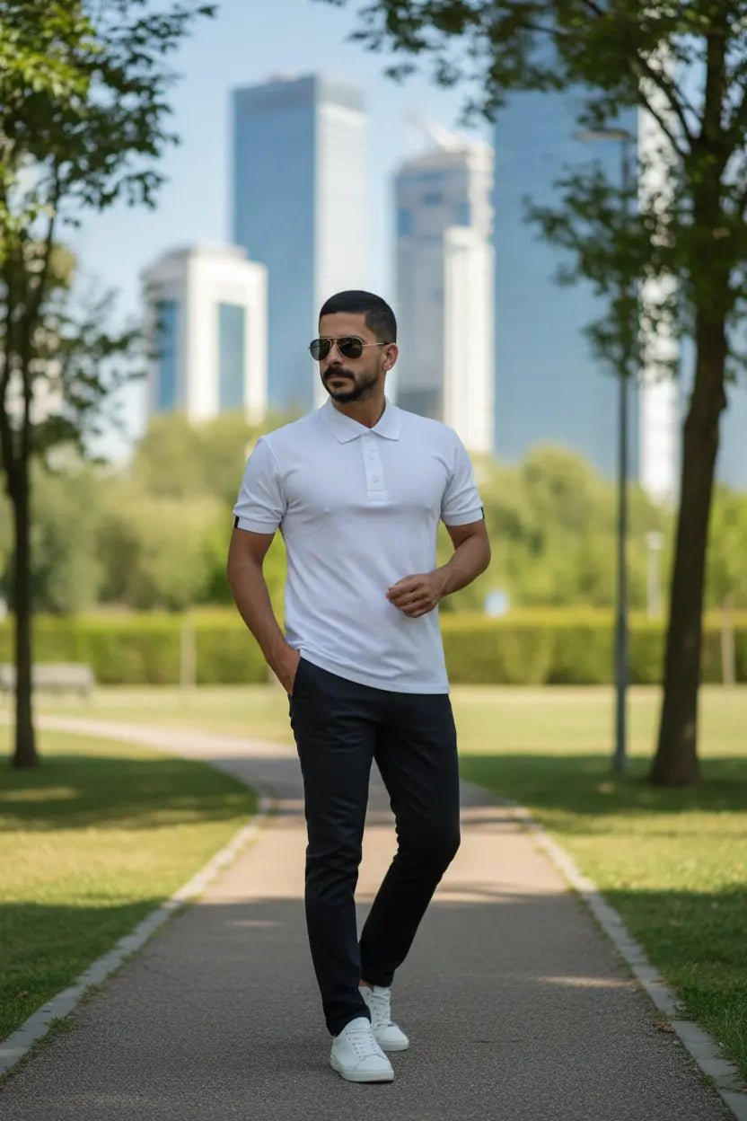 LUXIC CORE Erkek Polo Yaka Tişört Likralı Pike Kumaş Terletmez Slim Fit Günlük Şık Tasarım LUXIC CORE