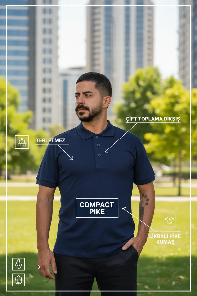 LUXIC CORE Erkek Polo Yaka Tişört Likralı Pike Kumaş Terletmez Slim Fit Günlük Şık Tasarım LUXIC CORE