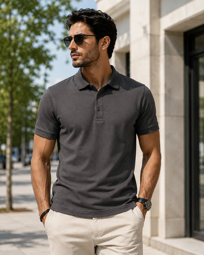 LUXIC CORE Erkek Polo Yaka Tişört Likralı Pike Kumaş Terletmez Slim Fit Günlük Şık Tasarım LUXIC CORE