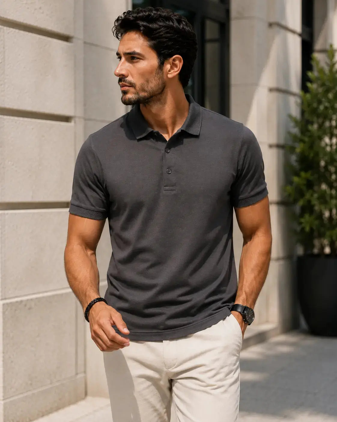 LUXIC CORE Erkek Polo Yaka Tişört Likralı Pike Kumaş Terletmez Slim Fit Günlük Şık Tasarım LUXIC CORE