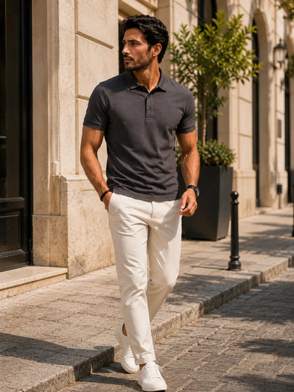 LUXIC CORE Erkek Polo Yaka Tişört Likralı Pike Kumaş Terletmez Slim Fit Günlük Şık Tasarım LUXIC CORE