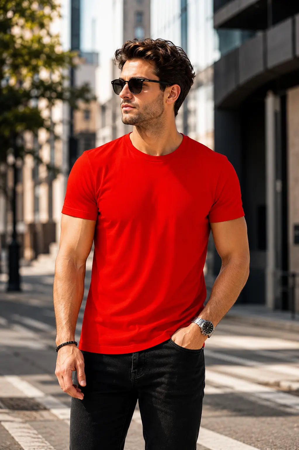 Basic Pamuk Slim Fit Bisiklet Yaka Erkek Tişört – Günlük Konfor & Şık Stil LUXIC CORE