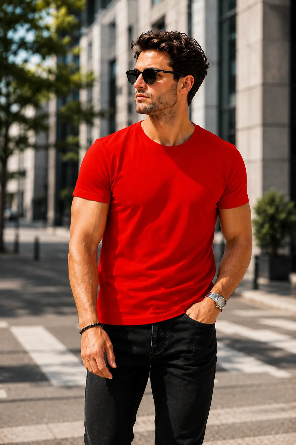 Basic Pamuk Slim Fit Bisiklet Yaka Erkek Tişört – Günlük Konfor & Şık Stil LUXIC CORE