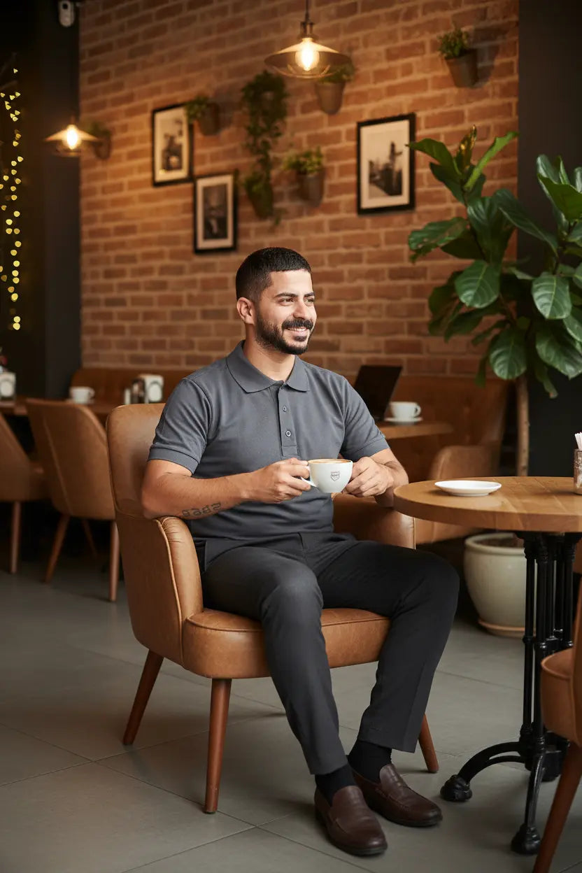 LUXIC CORE Erkek Polo Yaka Tişört Likralı Pike Kumaş Terletmez Slim Fit Günlük Şık Tasarım LUXIC CORE