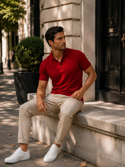 LUXIC CORE Erkek Polo Yaka Tişört Likralı Pike Kumaş Terletmez Slim Fit Günlük Şık Tasarım LUXIC CORE