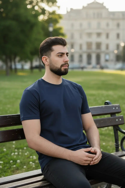 LUXIC CORE Erkek Slim Fit Bisiklet Yaka Pamuk Penye Günlük Rahat Basic Tişört LUXIC CORE