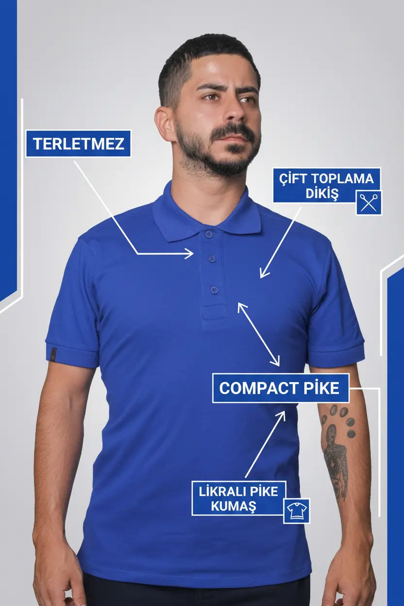 LUXIC CORE Erkek Polo Yaka Tişört Likralı Pike Kumaş Terletmez Slim Fit Günlük Şık Tasarım LUXIC CORE