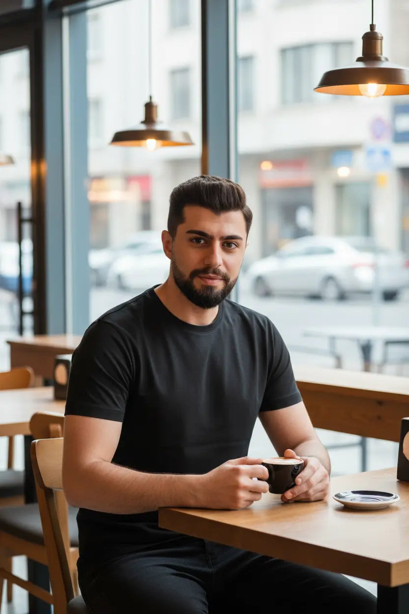 LUXIC CORE Erkek Slim Fit Bisiklet Yaka Pamuk Penye Günlük Rahat Basic Tişört LUXIC CORE
