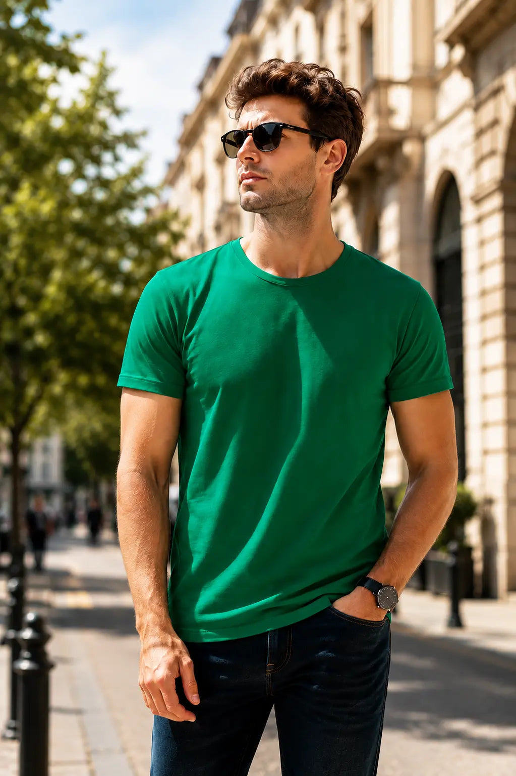 Basic Pamuk Slim Fit Bisiklet Yaka Erkek Tişört – Günlük Konfor & Şık Stil LUXIC CORE