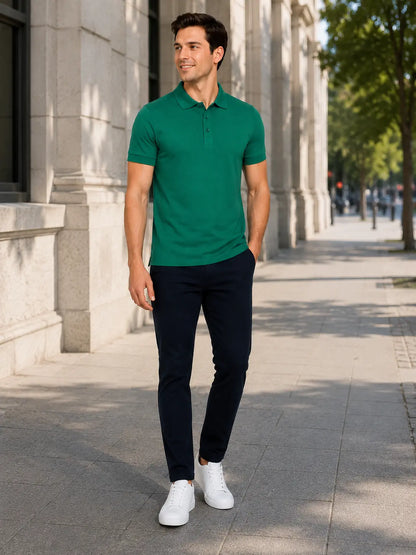 LUXIC CORE Erkek Polo Yaka Tişört Likralı Pike Kumaş Terletmez Slim Fit Günlük Şık Tasarım LUXIC CORE