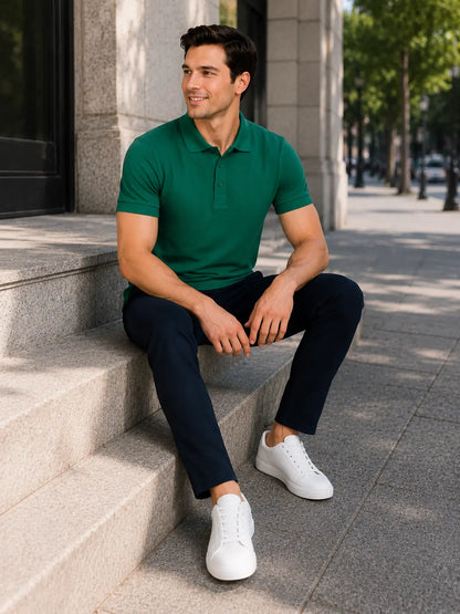 LUXIC CORE Erkek Polo Yaka Tişört Likralı Pike Kumaş Terletmez Slim Fit Günlük Şık Tasarım LUXIC CORE